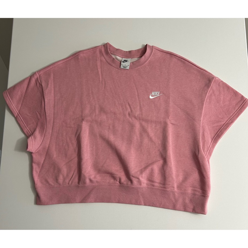 Nike Girls' Club Fleece Boxy Crew Neck Sweatshirt Size XL Medium Soft Pink
